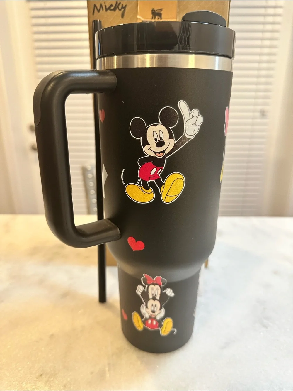 Stanley Mickey & Minnie Mouse Black & Silver Unique & Rare 40oz Tumbler - Picture 4 of 13